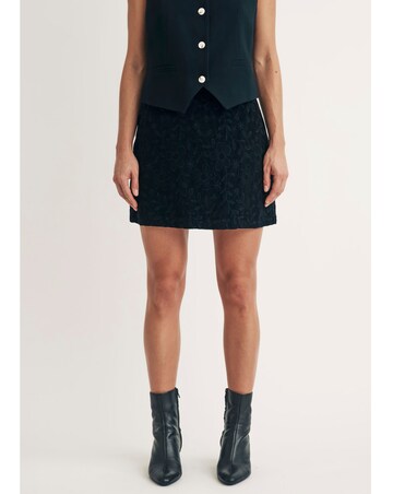 NOBODY'S CHILD Black Stockholm Printed Cord Mini Skirt