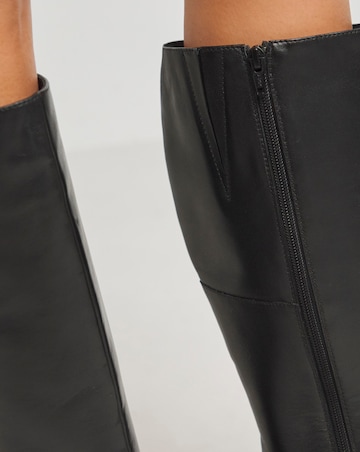 Heavenly Soles Velma Leather Knee High Boots - Extra Wide Fit (EEE) & Curvy Calf