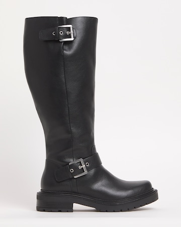 Eden Buckle Detail Knee High Boots Wide E Fit Curvy Calf