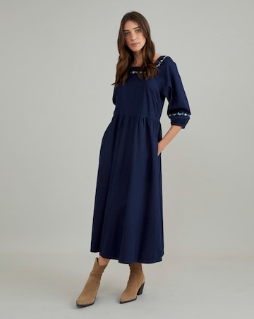 Nobody's Child Garland Embroidered Denim Midi Dress