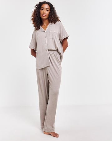 Pretty Secrets Supersoft Ribbed Button Through Pyjama Set
