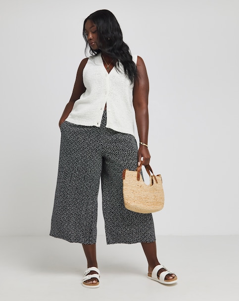 Simply Be Polka Dot Wide Leg Woven Culottes