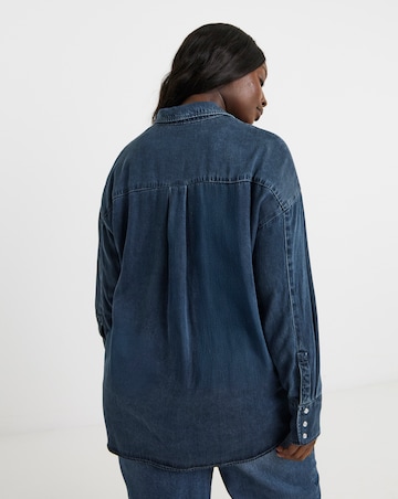 Simply Be Indigo Oversized Denim Shirt with Tencel TM