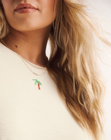 Ivory Embroidered Palm Tee