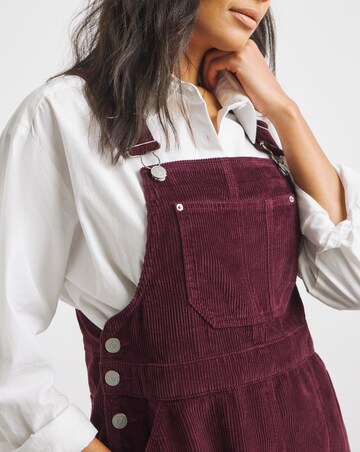 Simply Be Burgundy Cord Mini Dungaree Dress