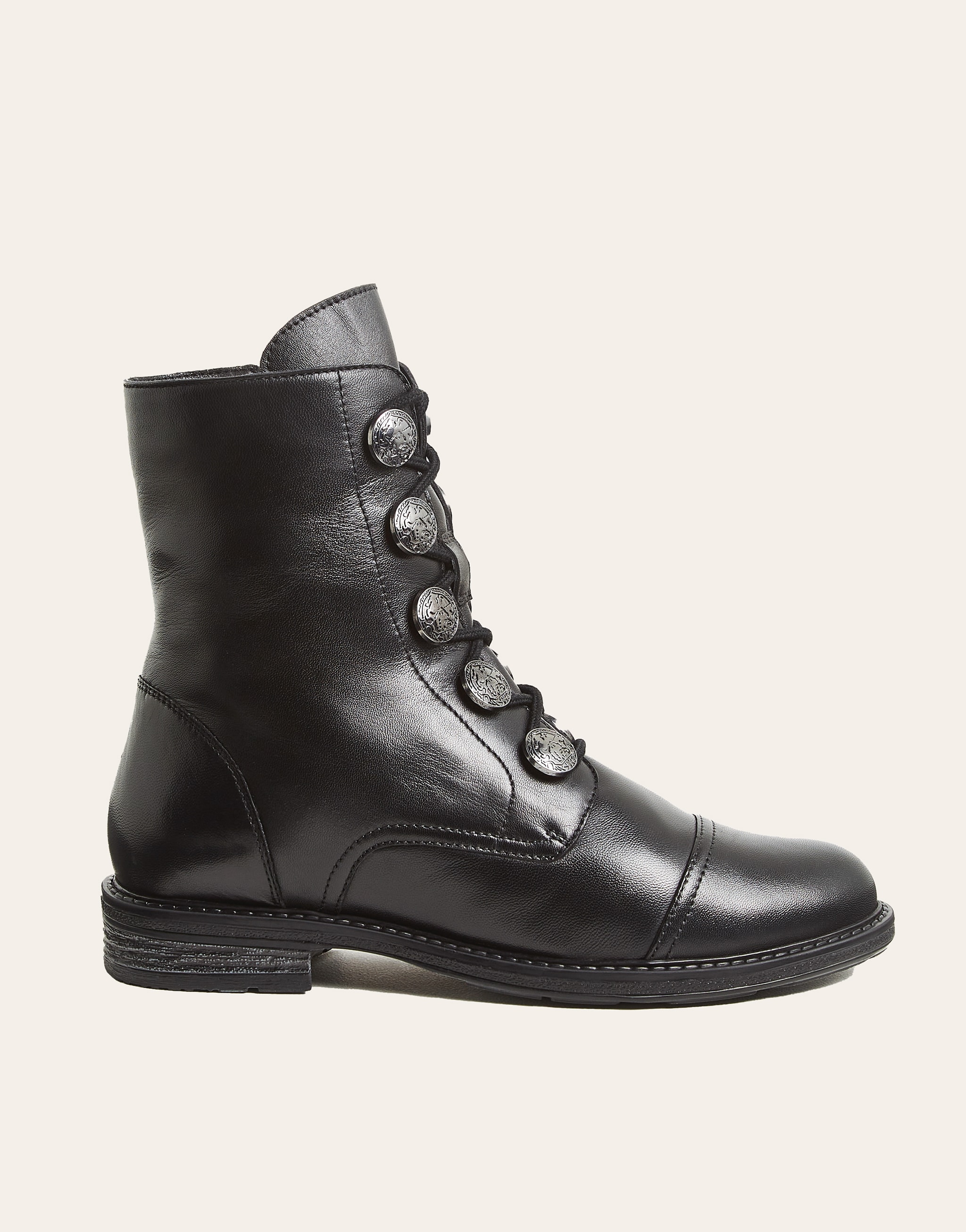 An ankle length black boot