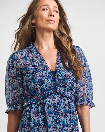 Midi Tea Dress With Frill Detail