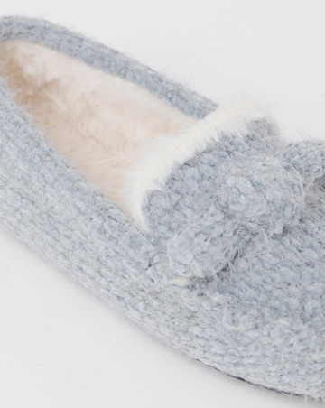 Judy Knitted Moccasin Slippers - Wide Fit (E)