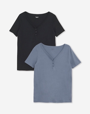Black & Blue 2 Pack Henley Tops