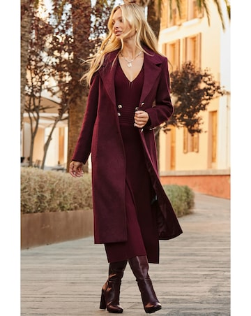 Sosandar V Neck Button Detail Fit and Flare Midaxi Dress