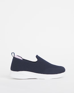 Cushion Walk Navy Arch Support Slip On Trainers- Extra Wide Fit (EEE)