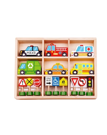 Wooden Transportation & Street Signs Set