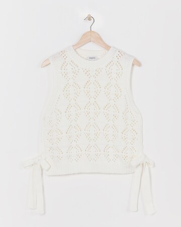 Cream Cotton Tie Side Knitted Tank Top