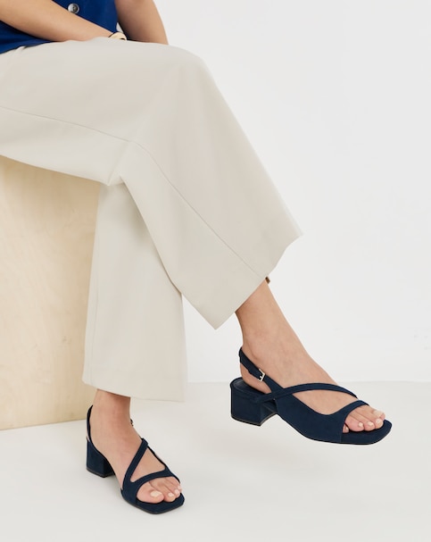 Hera Low Block Heel Crossover Slingback Sandals - Wide Fit (E)