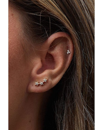 Inicio 14K Gold Plated Recycled Cubic Zirconia Star Ear Climber - Gift Pouch