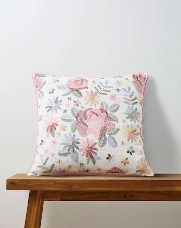 Maeve Embroidered Floral Cushion