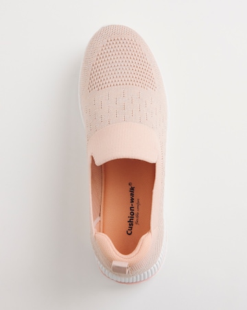 Cushion Walk Glitter Pink Slip On Trainers- Extra Wide Fit (EEE)