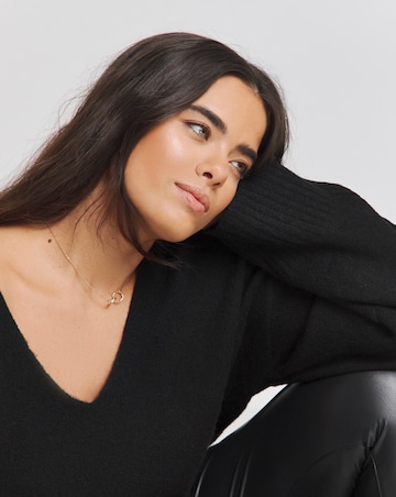 Simply Be Black Slouchy V Neck Longline Jumper