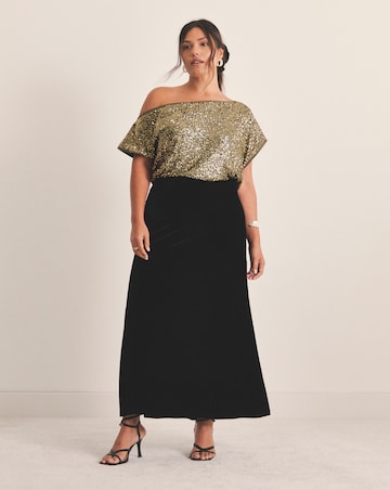Simply Be Olive Linear Sequin Off The Shoulder Top