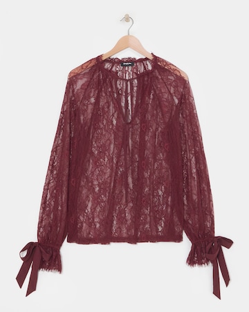 Berry Lace Blouse with Bow Detail
