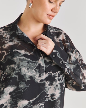 Printed Georgette Long Line Sheer Shirt