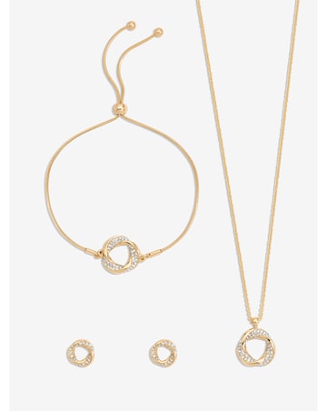 Jon Richard Gold Plated and Crystal Open Knot Set - Gift Box