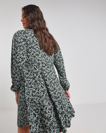 Ditsy Print Supersoft Knot Front Skater Dress