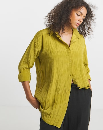 Simply Be Crinkle Satin Oversized Long Sleeve Shirt