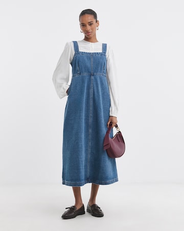 Pure Cotton Mid Blue Denim Apron Dress