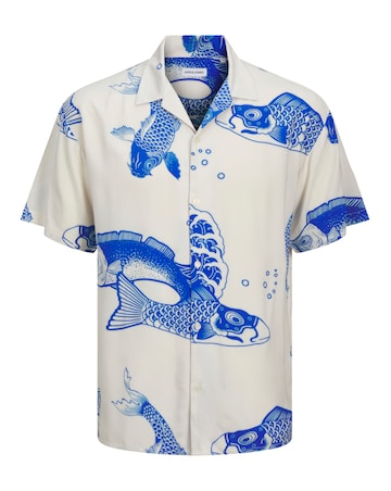 Jack & Jones Jeff Koi Print Shirt - Blue/White