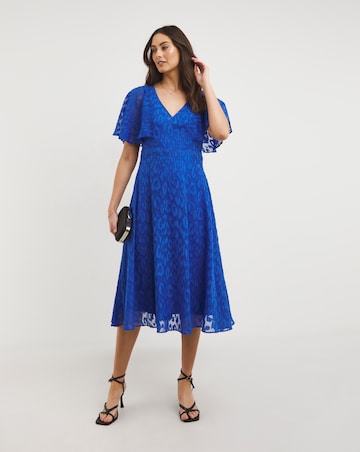 Joanna Hope Cobalt Animal Burnout Midi Dress
