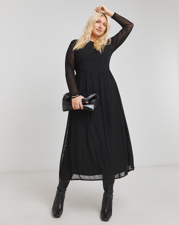 Black Mesh Midi Dress