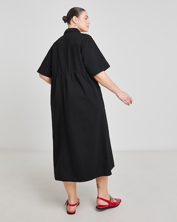 Simply Be Black Half Sleeve Denim Midaxi Dress