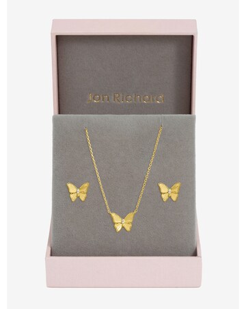 Jon Richard Gold Plated Diamond Cut Butterfly Set - Gift Box