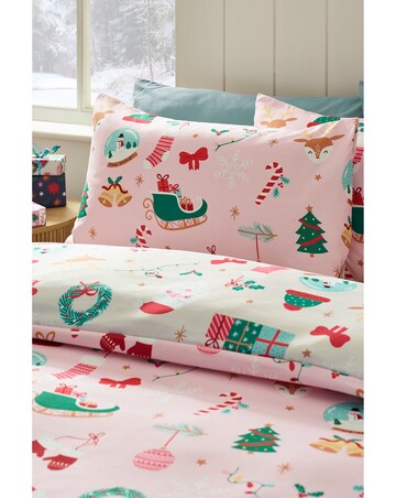 Catherine Lansfield Christmas Happy Holidays So Soft Reversible Duvet Cover Set