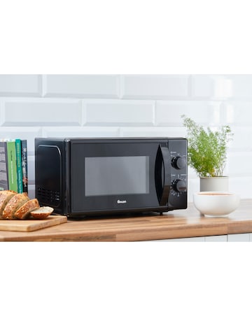 Swan Serenity Kettle, 4 Slice Toaster & Microwave Bundle Black