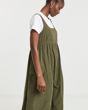 Khaki Cargo Utility Midi Dress