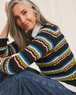 Julipa Pointelle Contrast Stitch Jumper
