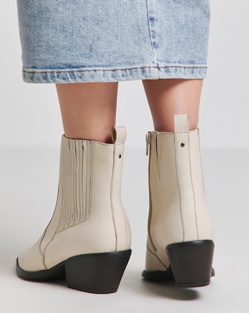 Katya Leather Pointed Chelsea Western Ankle Boots Wide E Fit