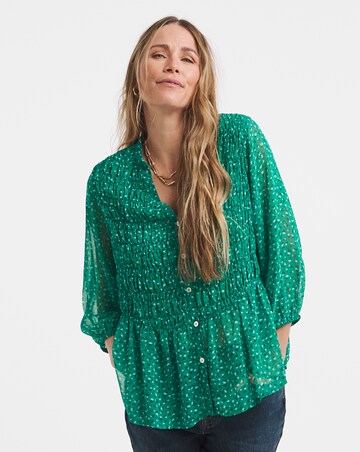 Shirred Button Through Top