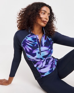 Sports Swim  Zip Up Rash Guard
