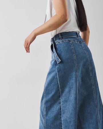 Light Blue Wrap Midi Denim Skirt