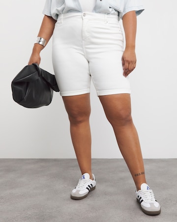 Simply Be White 24/7 Knee Shorts