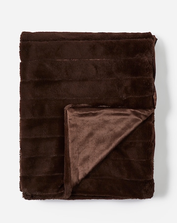 Large Ribbed Faux Fur Throw