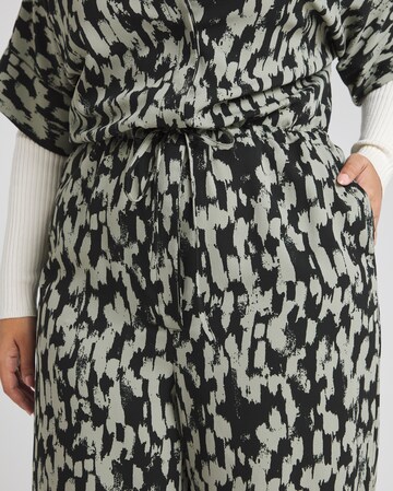 Green Print Button Through Utility Jumpsuit With Pockets