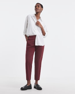 Burgundy Stretch Twill Tapered Trousers