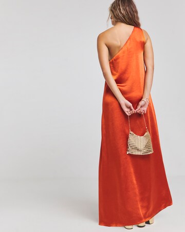 Simply Be Burnt Orange Satin One Shoulder Maxi Dress