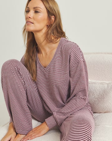 Pretty Secrets Soft Knit Stripe Lounge Set Pink Multi