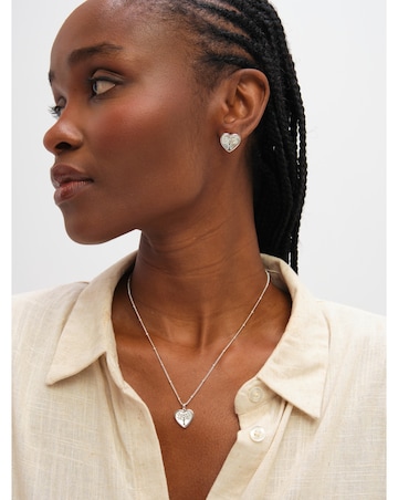 Inicio Sterling Silver Plated Mother of Pearl Tree Of Love Heart Set - Gift Box