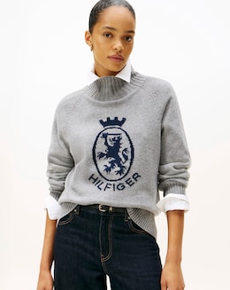 Tommy Hilfiger Wool Blend Graphic Mock Neck Sweater